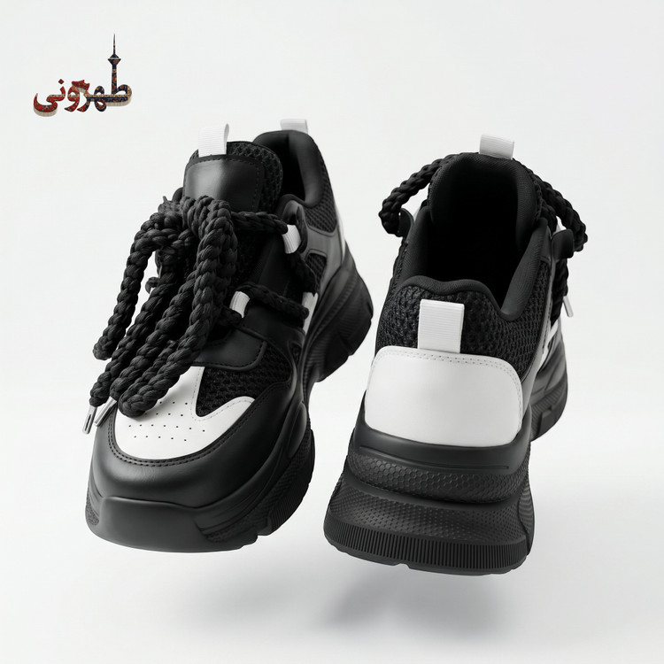 کتانی زنانه رنگ مشکی بند طنابی