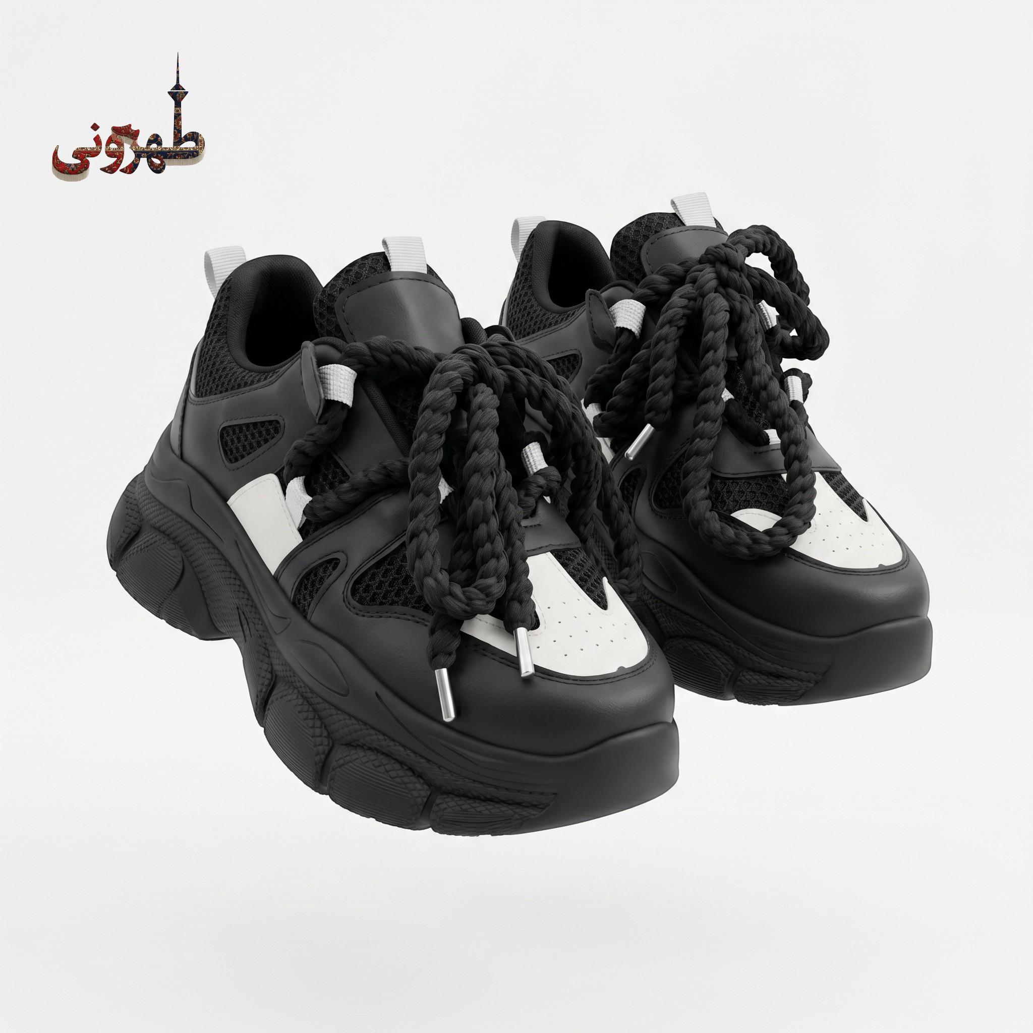 کتانی زنانه رنگ مشکی بند طنابی